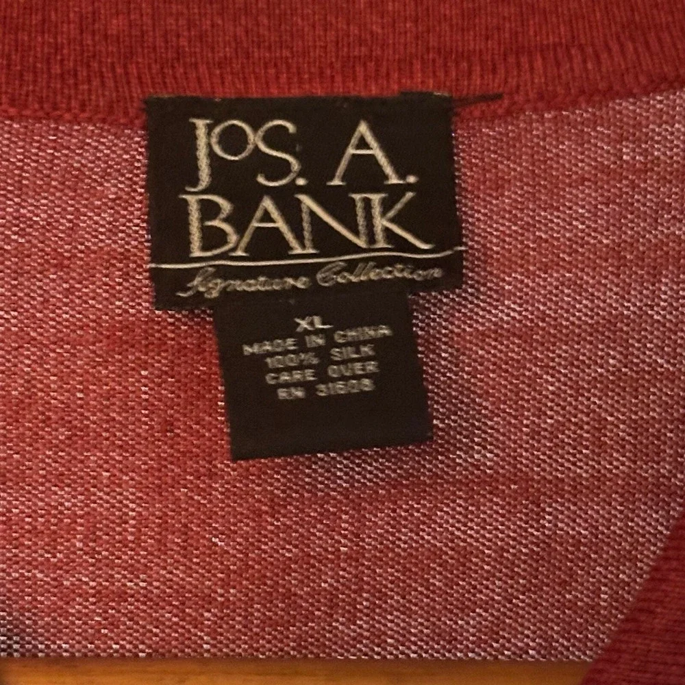 Mens Jos A Bank Signature Collection‎ Rust Sienna Silk Collared Sweater XL
